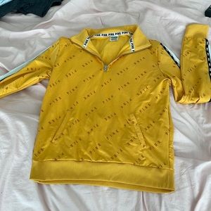 Victoria Secret Pink Yellow Quarter Zip Track Jacket
